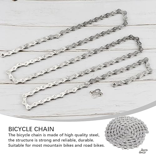 Miniatura 5 de Cadena de bicicleta de 9/27 velocidades 1/2 x 11/128 pulgadas, 116 eslabones antioxidante, cadena de bicicleta súper fuerte para bicicleta de