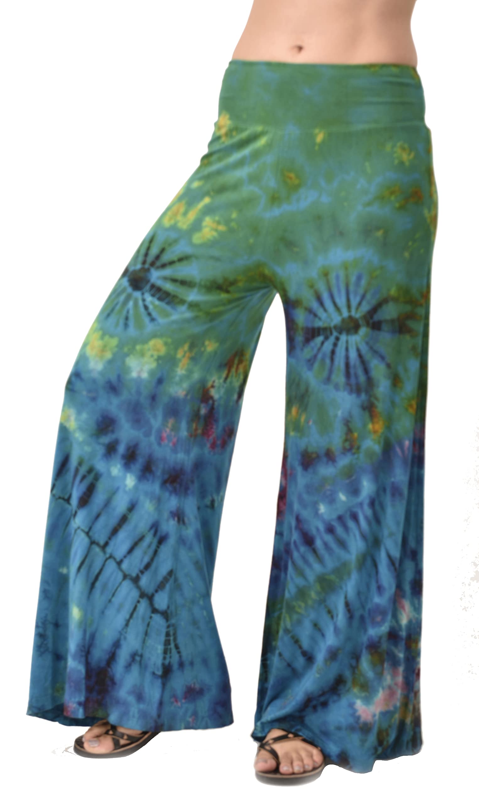 TCG Womens Tie-Dye Wide-Leg Pants - Blue-Multi