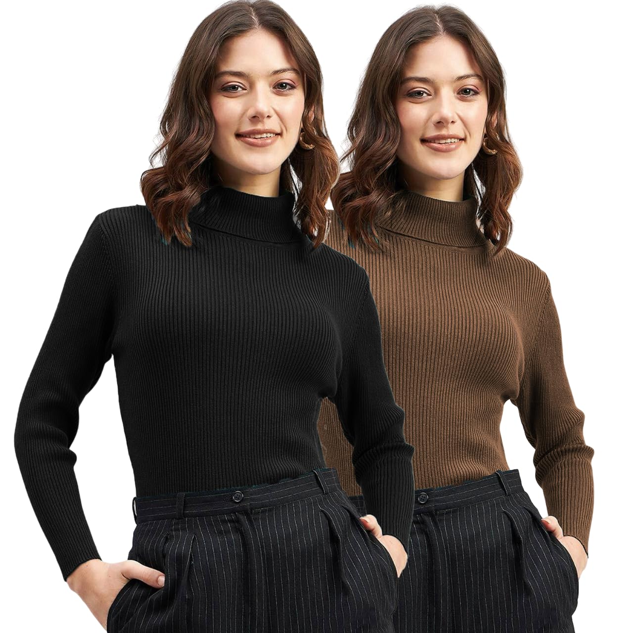 clafoutis Pack of 2 Turtule Neck Full Sleeve's Sweater for Women-picture-0