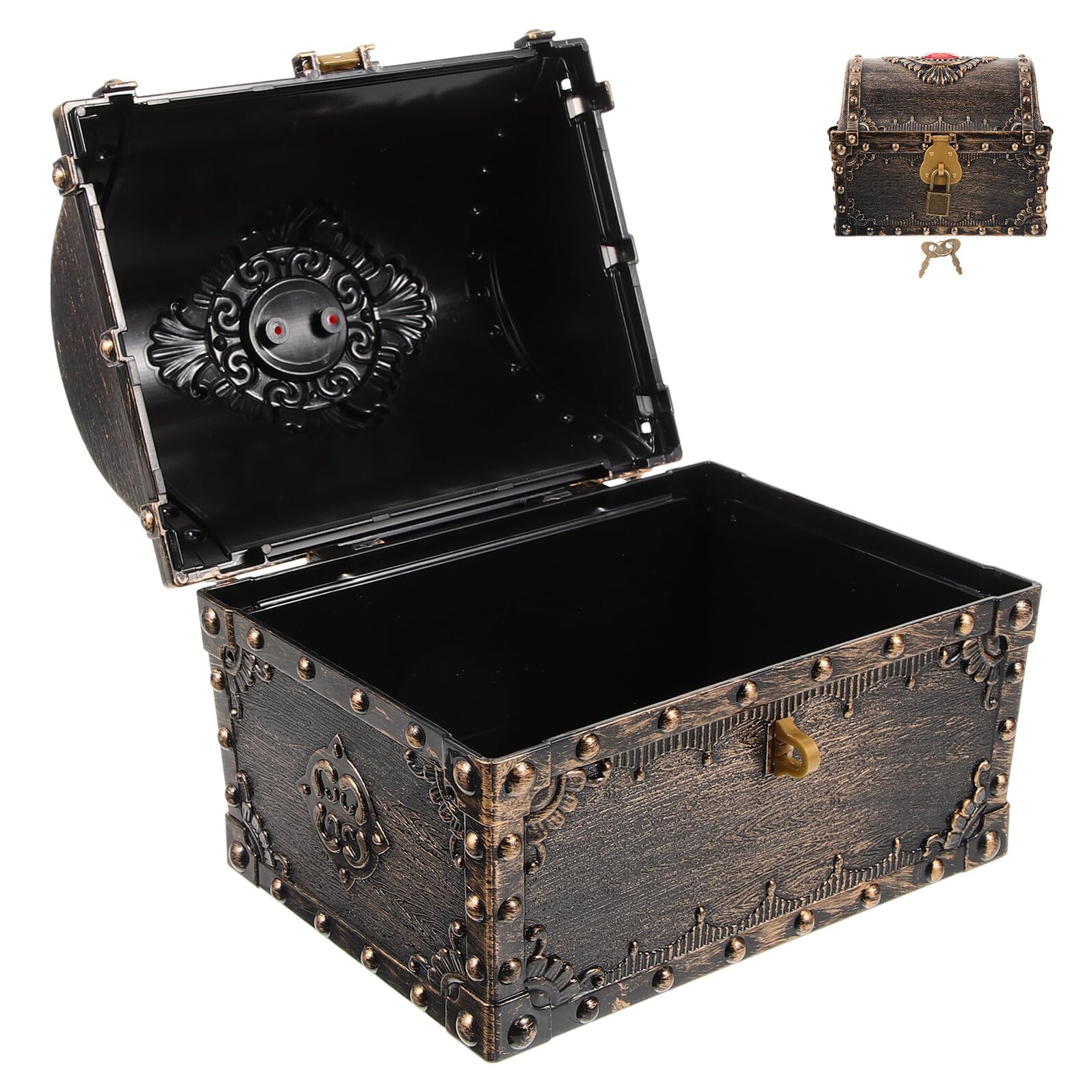 Coffre et rangement bijoux vintage en plastique avec clé pour jeux de rôle