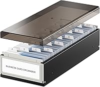 MaxGear Large Desk Business Card Holder - 800 Card Capacity Organizer with A-Z Tabs, Durable Metal Frame, Transparent Lid, Black
