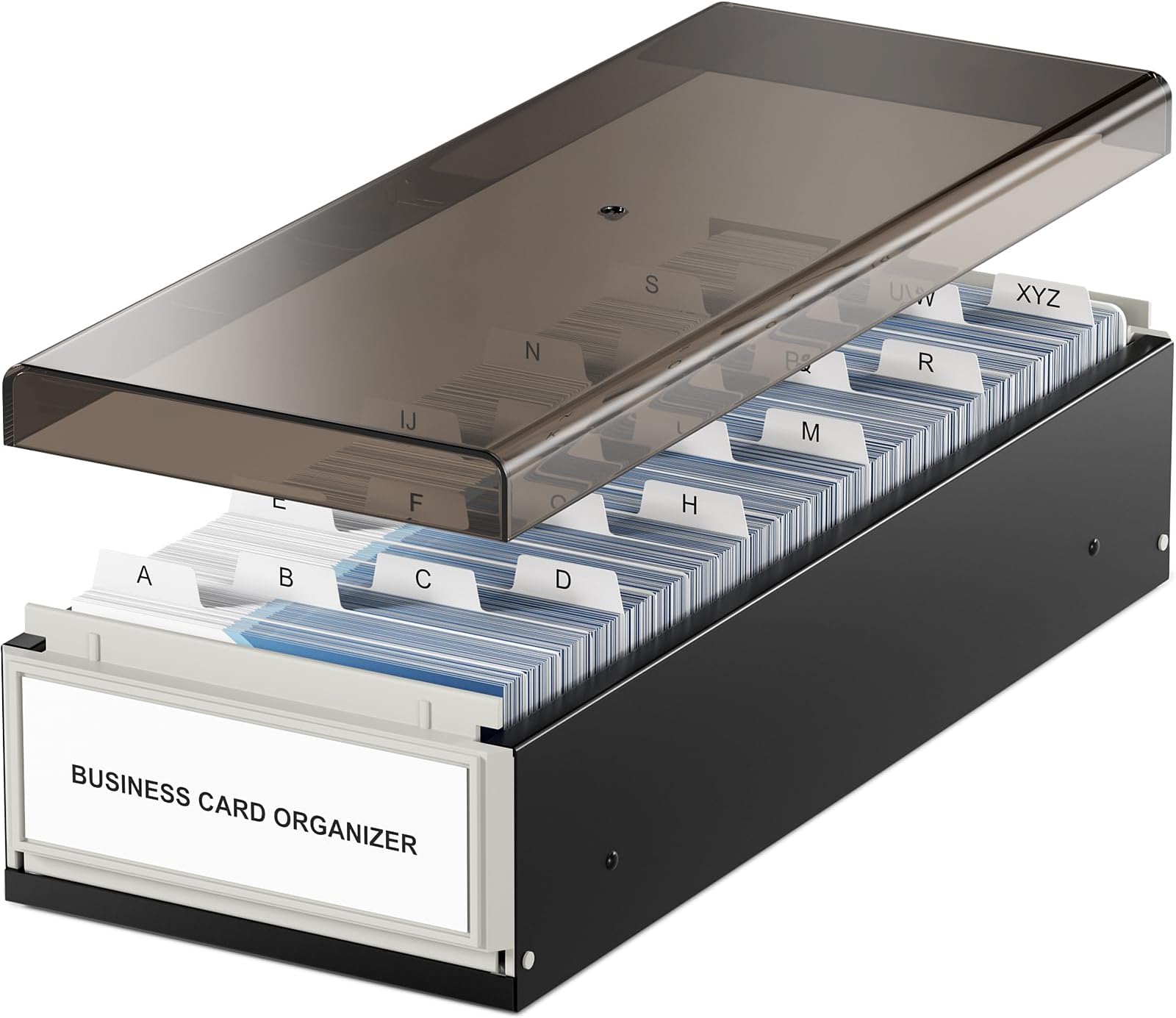 MaxGear (Storage Box- Black) - Business Card File Name Card Case Holder Card Storage Box Organiser,Fit Card Size 5.6cm x 9.1cm , Large Capacity for 800 Cards Black