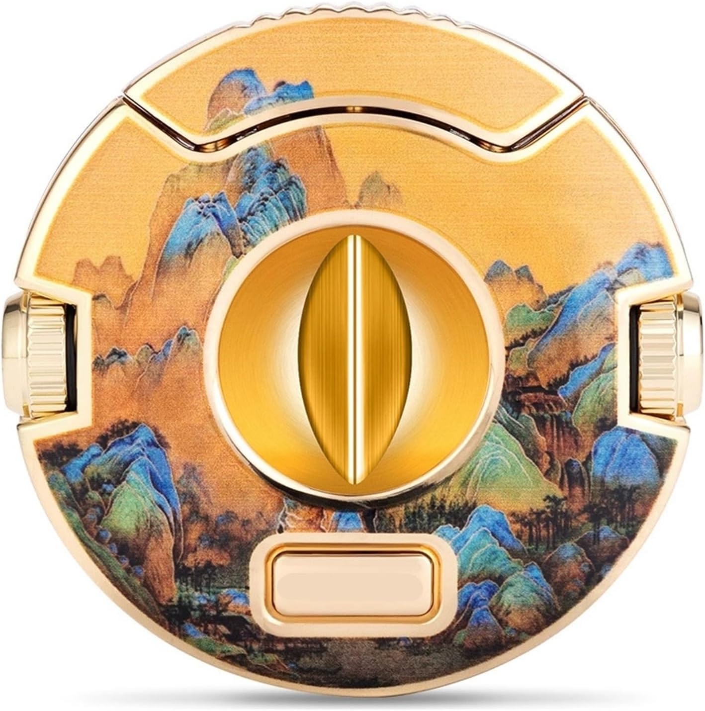Cigar Cutter Artistic Design Vibrant Decorative Motif Circular Frame Sharp Blade Manual Handheld Shear(A)
