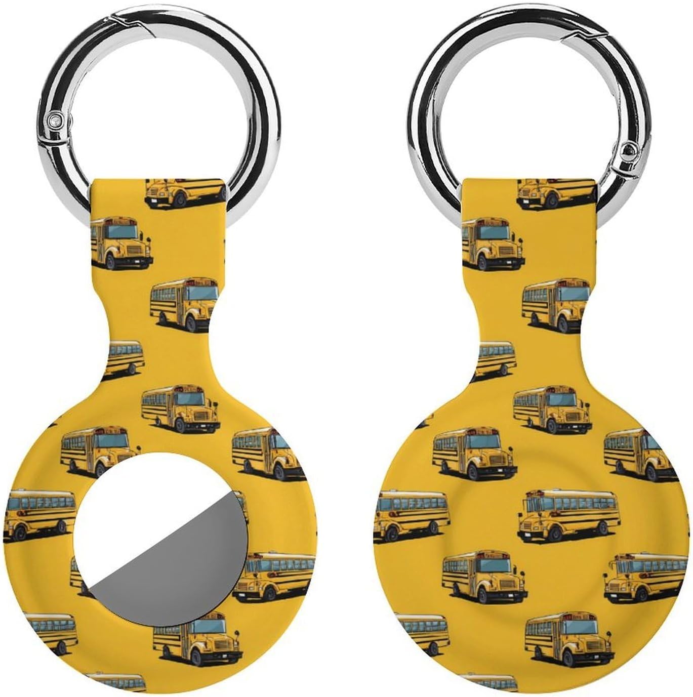 Yellow School1 Bus Funny Cover Compatible with AirTag | Protective Case GPS Tracker Holder for Wallet Luggage Pets
