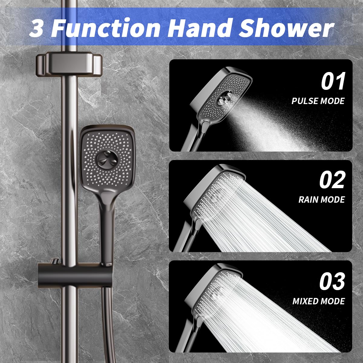 Colonne De Douche Avec Mitigeur, Design Piano Key, Pomme De Douche 30x20cm, Affichage Digital Led, Hauteur Ajustable, Multifonctionnel Pour Le Confort De La Salle De Bain.