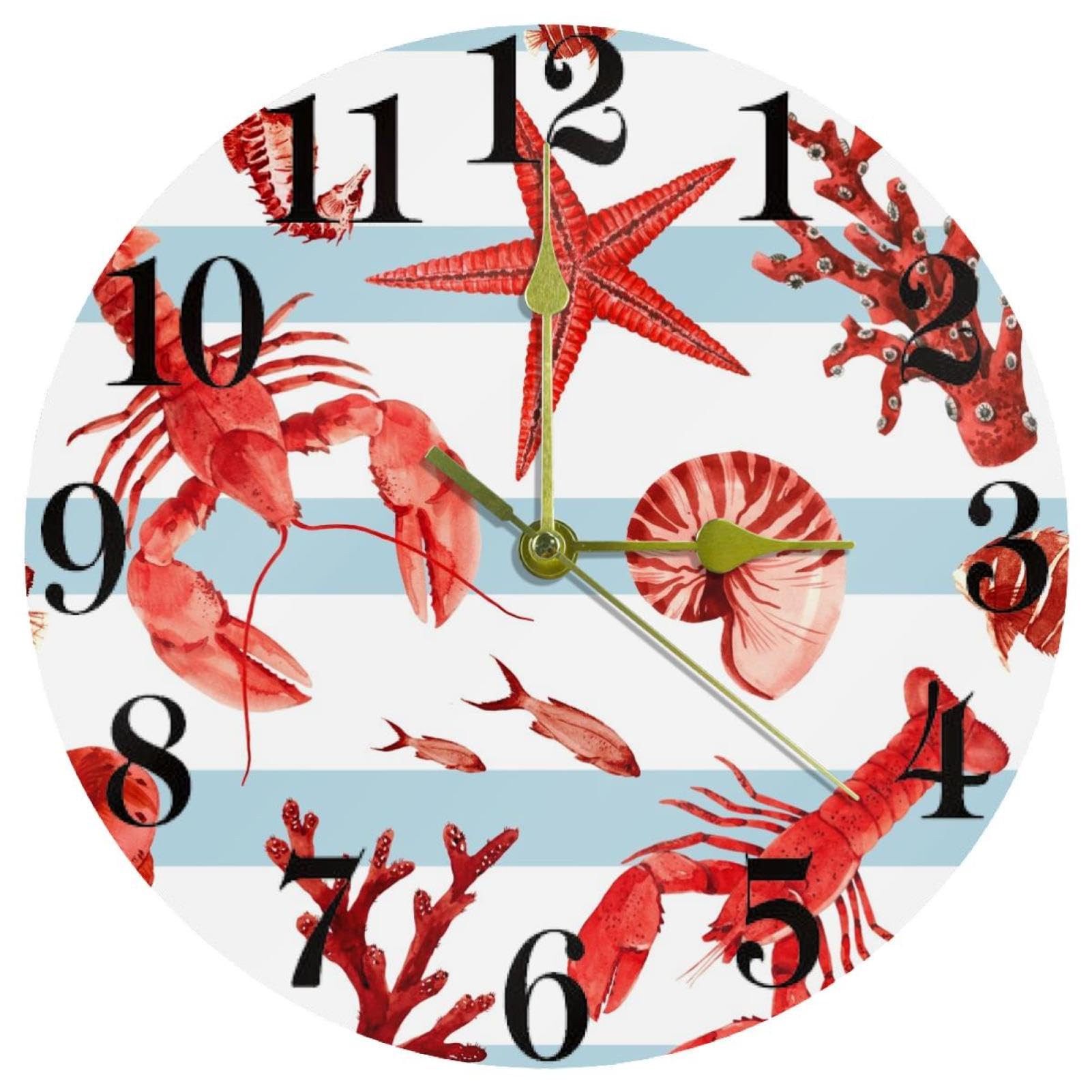 Horloge murale ronde conque pour une cuisine style bord de mer