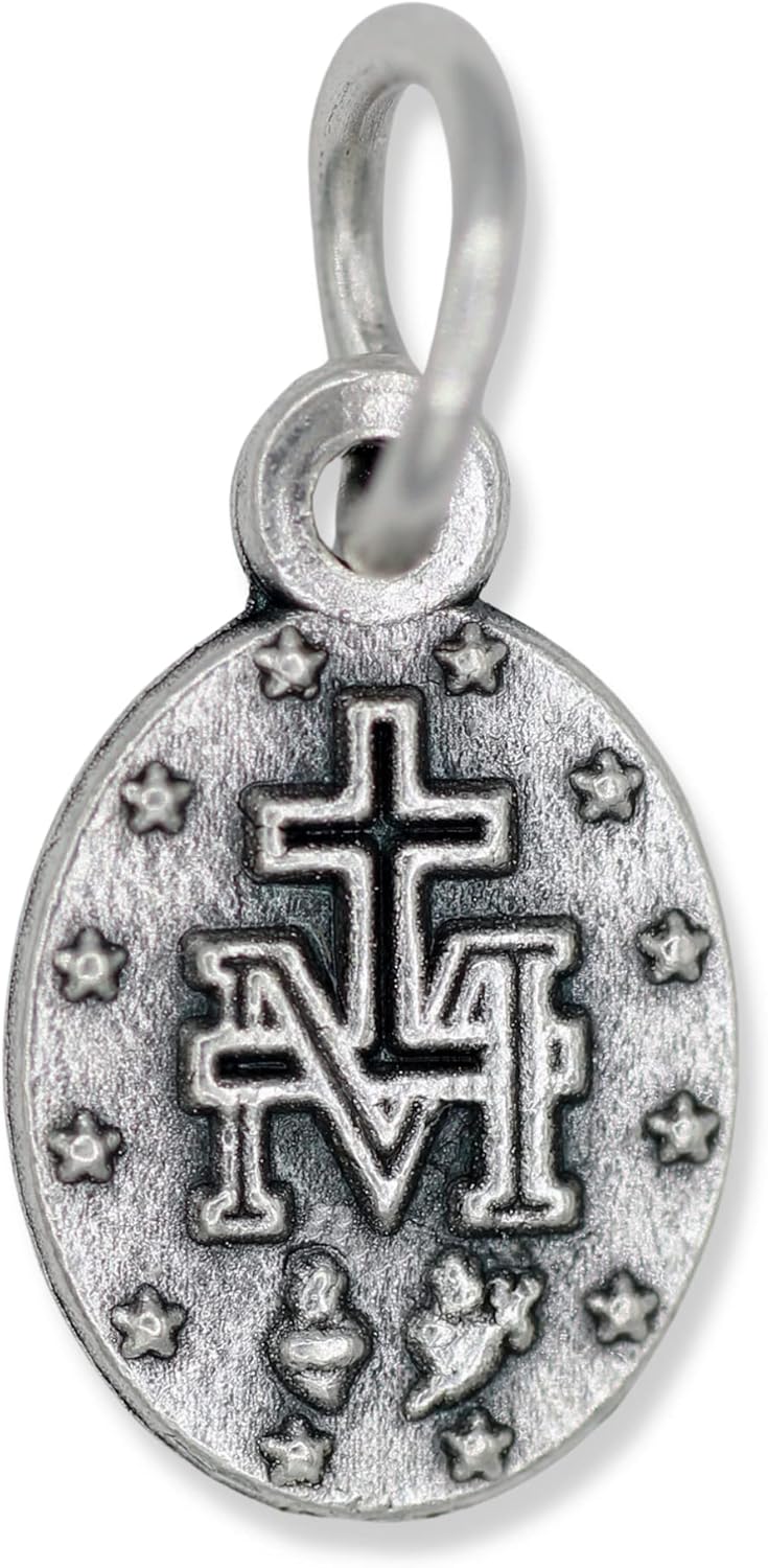 Miniatura 4 de Pequeño Medalla Milagrosa Plata OX con enamel- 12" Azul Encanto Milagrosa Medallas