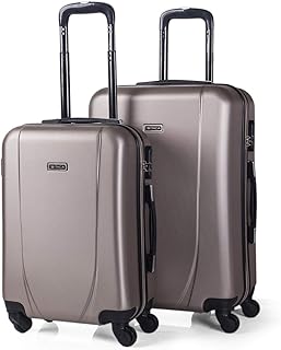 Set di 2 valigie 55/65 ABS. Rigide, resistenti e leggere. Maniglia telescopica e 4 ruote. Lucchetto integrato. Piccola low cost e mediana 71115, Color Champagne