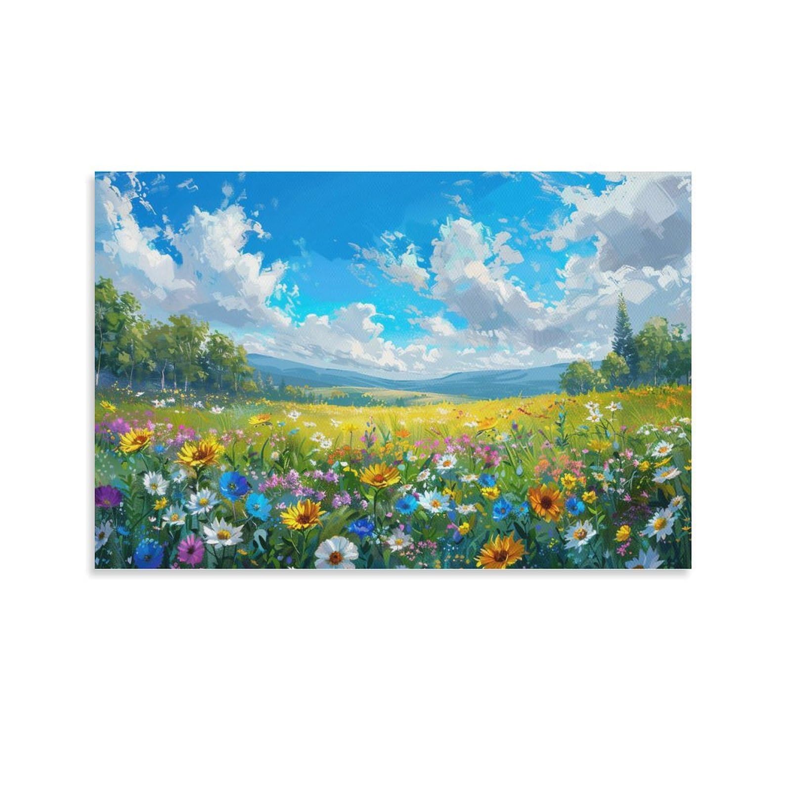 油絵 絵画【春のお花畑】 油絵 絵画【春のお花畑】 - HR | minne byGMOペパボ 国内最大級の