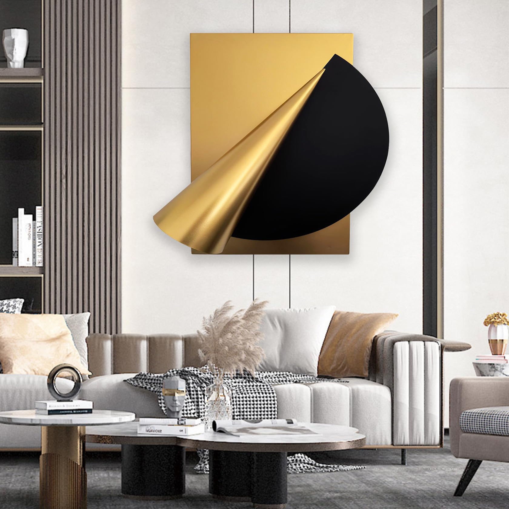 GERHWASH Wanddeko Metall Wandbilder Moderne Wand Deko Schlafzimmer Groß Wandskulpturen, Metallbilder Wanddeko, Flur Deko, 60×50cm