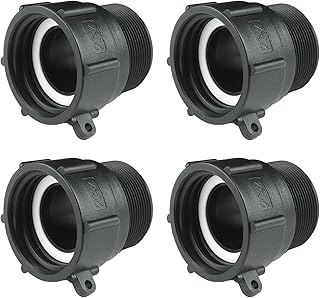 IBC Tote Fittings Adapter 2" Female Buttress Coarse Thread x 2" Male NPT Pipe Thread 275 Gallon Water Tank Connector with Gasket Heavy Duty Food Grade. (4 PCS)