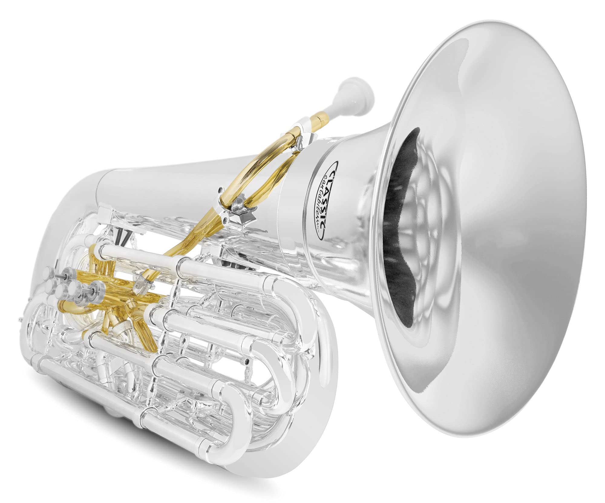 Classic Cantabile MardiBrass Tuba Bb en plastique - Extrêmement légère et très stable - Corps en ABS plastique - Soudure et mécanisme en laiton - avec housse & embouchure - Couleur : argent