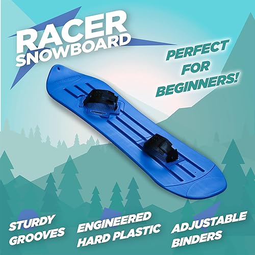 Miniatura 7 de Slippery Racer Snowboard para niños con carpetas para principiantes.