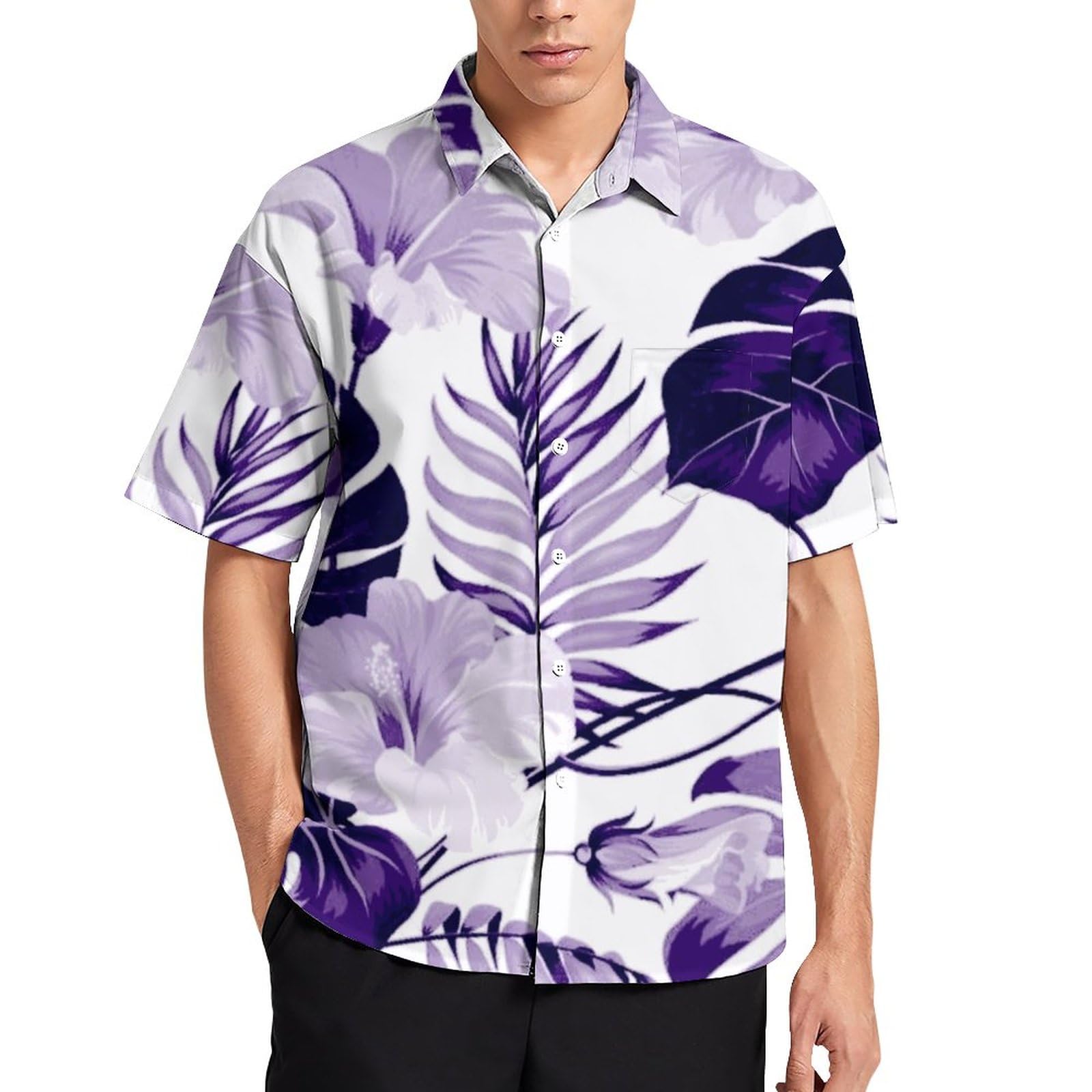 New Era【送料込】HAWAIIAN SHIRT WHITE/PURPLE all-over-print-unisex-button-