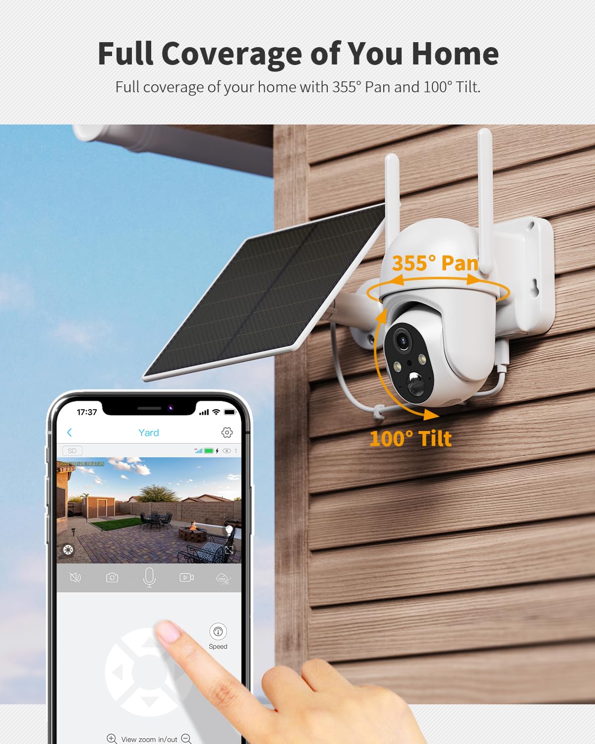 Ebitcam 4G LTE Cellular Security Camera Includes SIM Card(Support Verizon/AT&T/T-Mobile), 2K Solar Outdoor Cam Wireless Without WiFi Needed, 360° Live View, Color Night Vision — Amazon image 6
