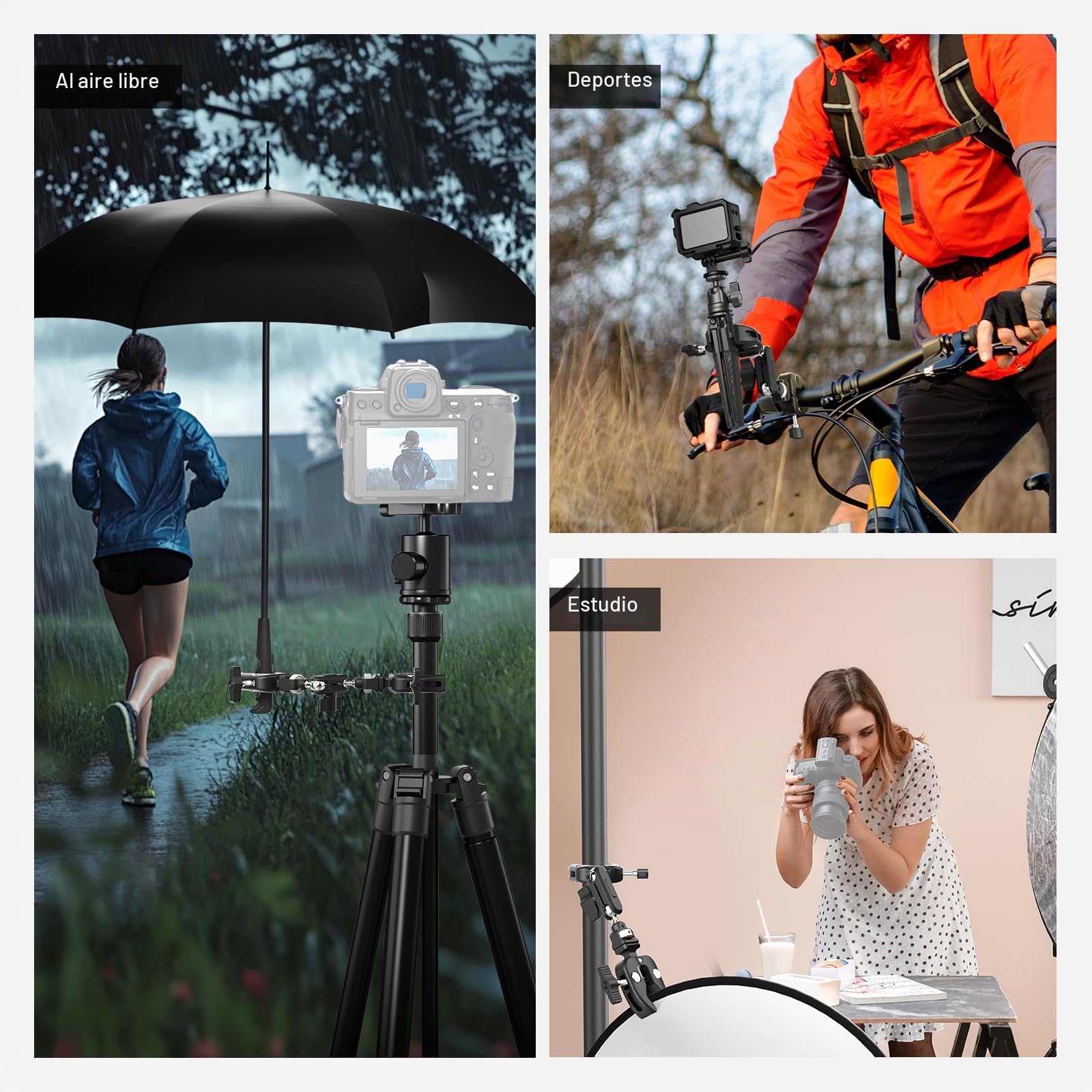 NEEWER Doble Súper Clamp Montaje Cámara con Brazo Mágico, Interfaz NATO, Zapatos Fríos,1/4" Agujeros para ARRI, Abrazadera de Soporte Luz Foto Estudio Escritorio Barra Transversal Paraguas, UA060
