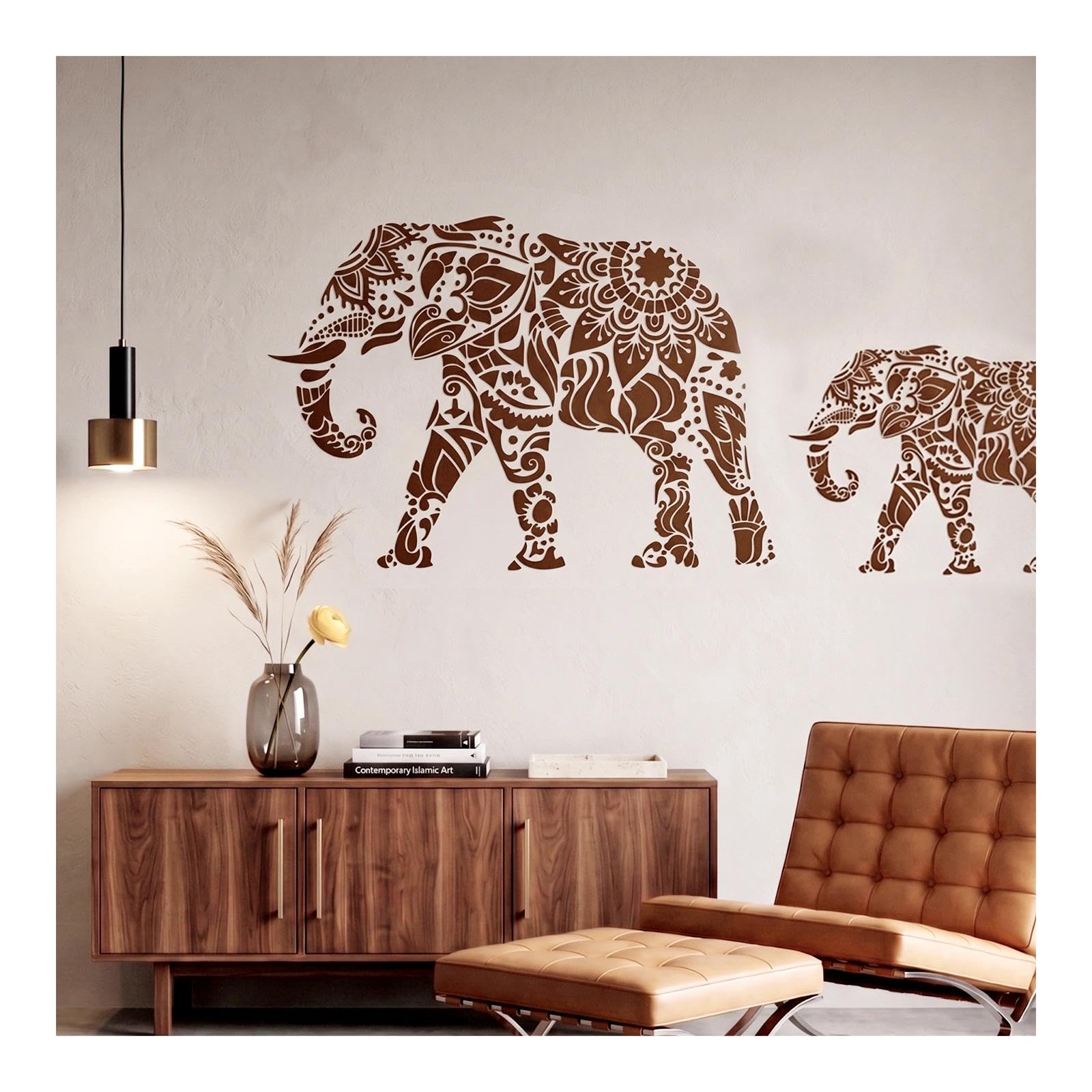 Plantillas de pared con diseño de mandala de elefante sagrado, 115 x 80 cm, reutilizable, plantilla grande personalizada para muebles, decoración del hogar de gran tamaño