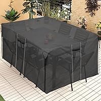Vista 8 de YJHome Fundas de mesa para exteriores, impermeables, rectangulares, para muebles de patio, juego de mesas y sillas para exteriores, fundas