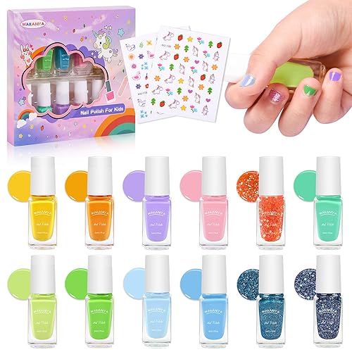 Miniatura 1 de wakaniya Juego de esmaltes de uñas para niñas con kit de esmalte de uñas transparente no tóxico, a base de agua, despegable, secado rápido, bajo