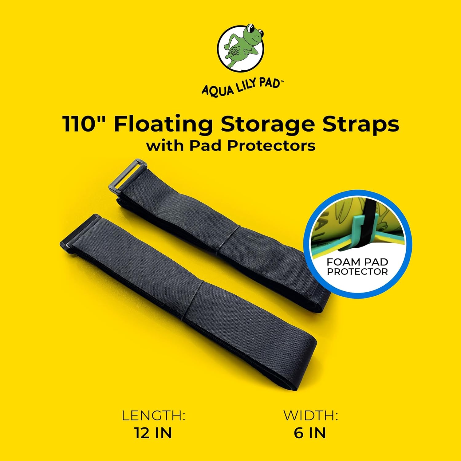 Aqua Lily Pad 110 Inch Floating Storage Cinch Straps with Pad Protectors for Aqua Lily, Bullfrog, Maui Water Mats, Set of 2