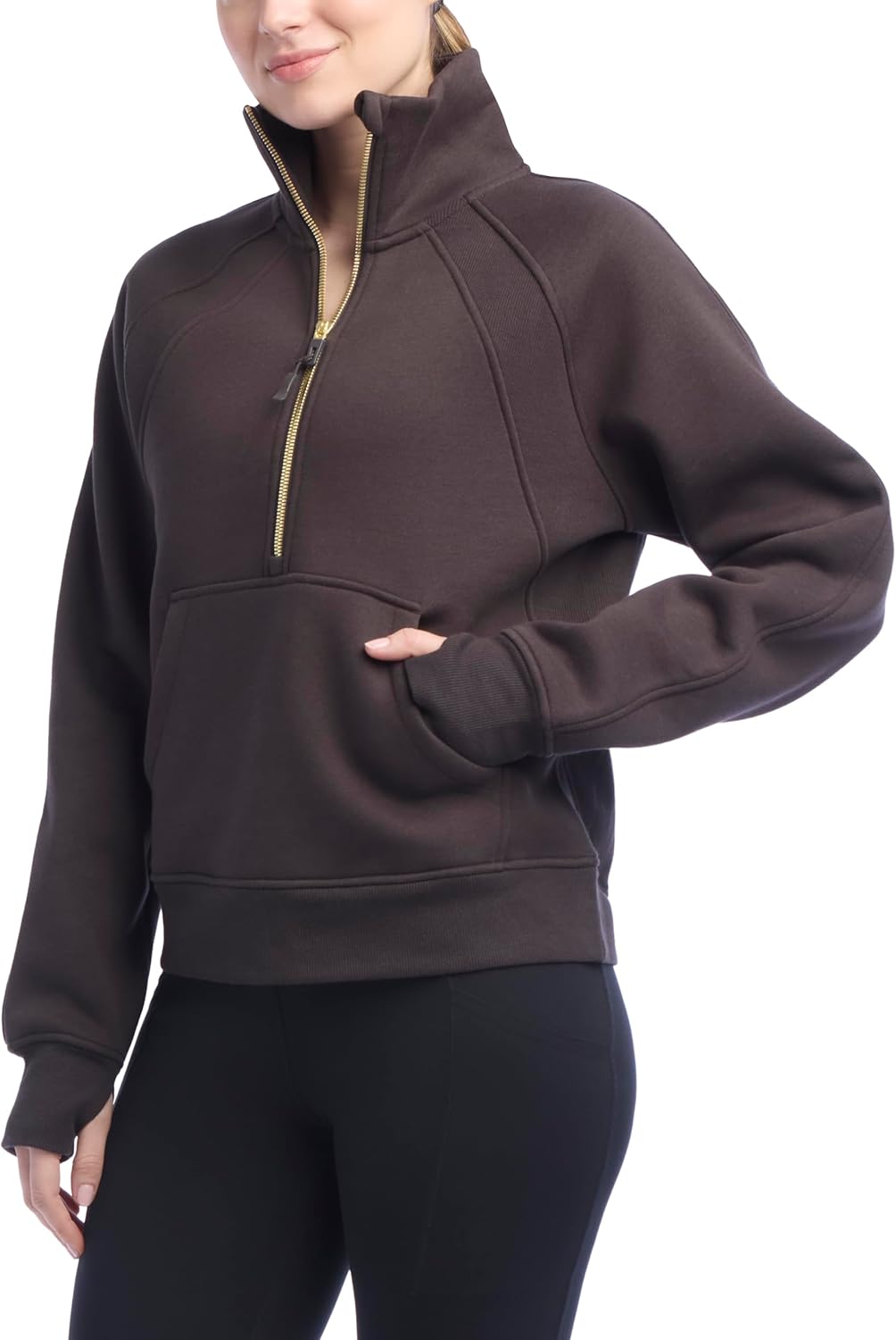Jockey womens Mixed Rib Half Zip Pullover Sweatshirt - Image 3