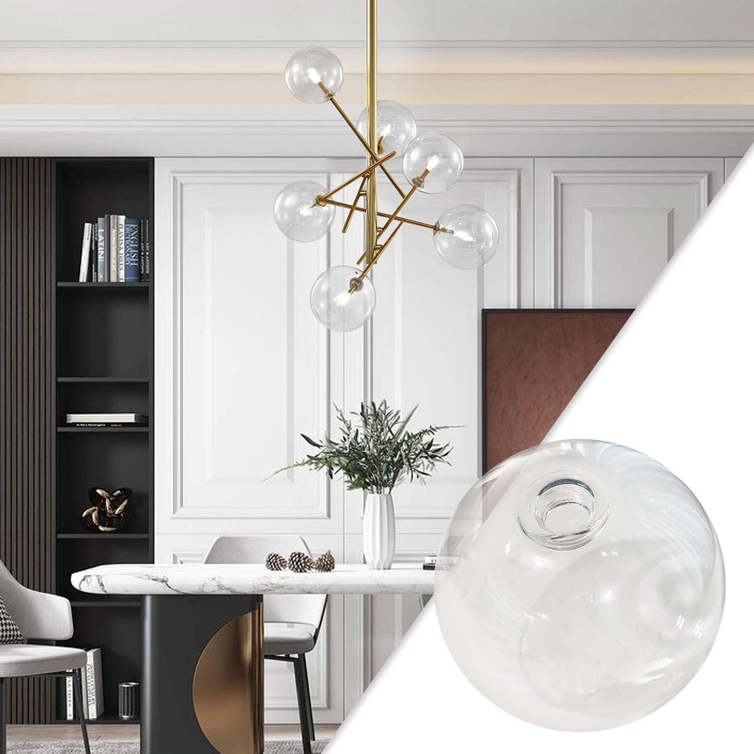KCO Lighting Clear Glass Globe Shade Replacement Bubble Glass Lampshade Cover for Light Fixtures Wall Sconces Chandelier Pendant Light, 7.9” Diameter