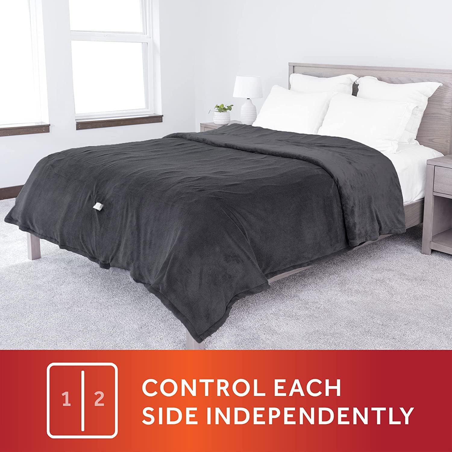 Amazon.com: Sunbeam Ultra Plush Electric King Heated Blanket with Dual Zone  12 Heat Settings 2-Controllers Machine Washable, King (Slate Grey) (Slate  Grey) : Home u0026 Kitchen
