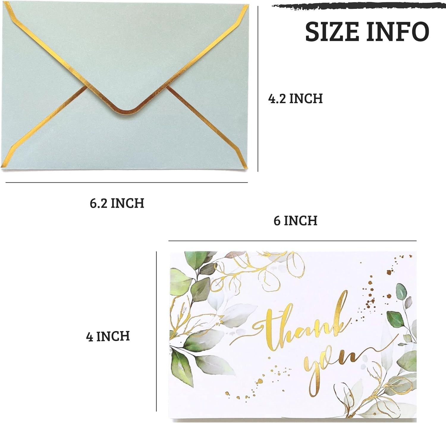 Winoo Design Heavy Duty Green Thank You Cards with Envelopes Greenery - 36 PK - 4x6 Inches Wedding Thank You Cards Baby Shower Thank You Notes for Bridal Shower Business Birthday - Image 3
