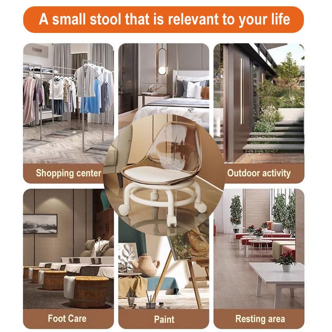 Stołek na kółkach — plastikowe siedzisko obrotowe o 360 stopni z kółkami do domu, ogrodu, masażu, biura, garażu, sklepu i zajęć fitness
