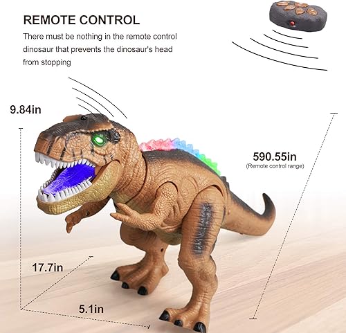 Vista 6 de STEAM Life Juguete de dinosaurio iluminado con control remoto para niños de 3 a 7 años + con sonido rugido realista, robot electrónico T rex