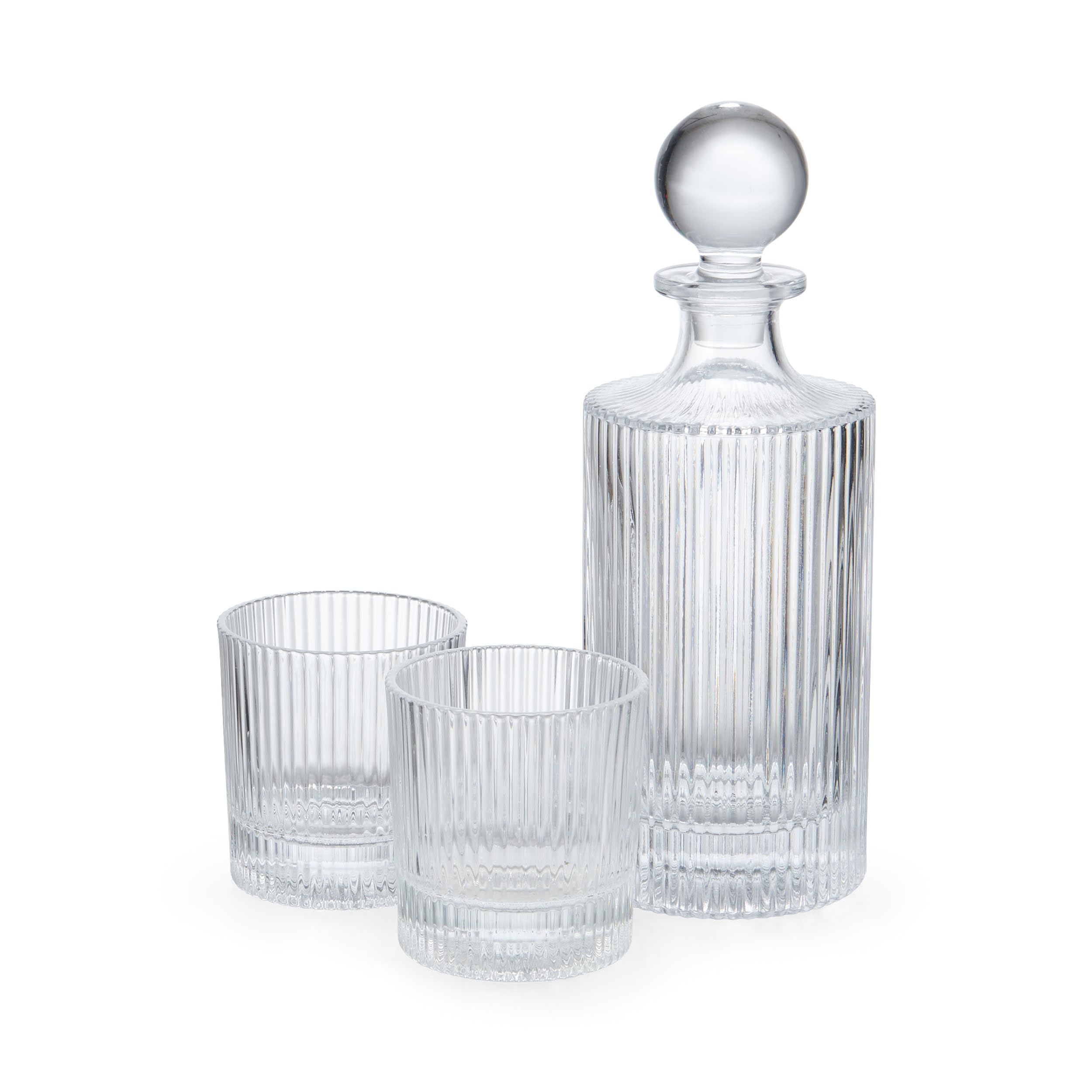 BarCraft Whiskey Decanter Glass Set, Includes 750ml Whisky Decanter & 2 Whisky Glasses, Drinkware for Liquor, Whisky, Vodka or Wine, Drinkware Gift Set
