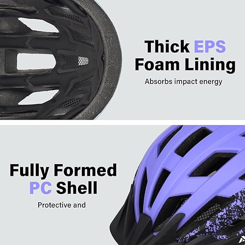 Miniatura 2 de Casco de bicicleta de carretera para adultos, casco de bicicleta de montaña ajustable para hombres y mujeres, con visera desmontable, 2 tamaños para