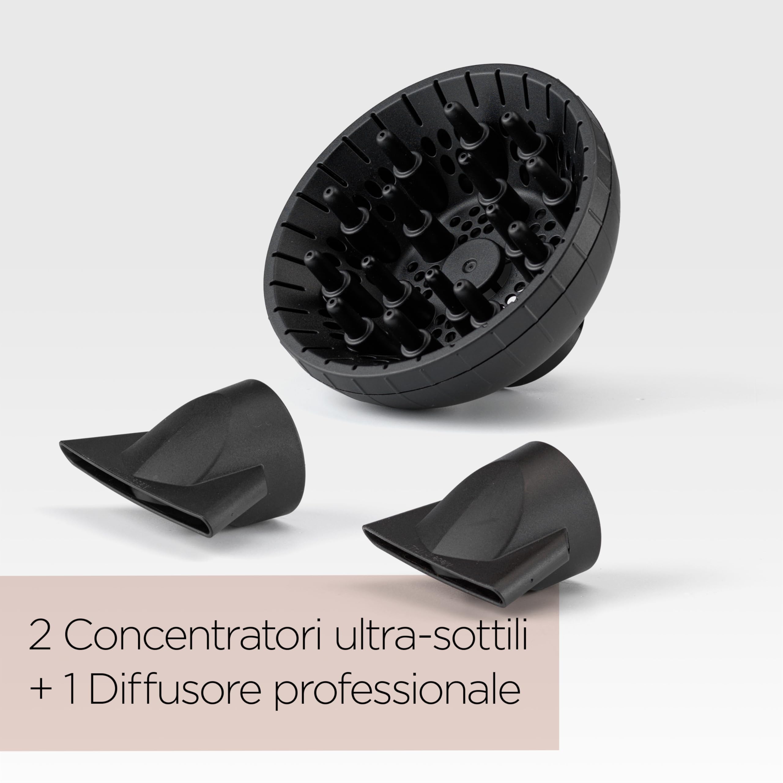 BaByliss Asciugacapelli MADE IN ITALY Air Pro, Motore AC Phon Capelli Professionale, 2200W, Diffusore Capelli Ricci, funzione anti-crespo, 2 velocità - 2 impostazioni di calore, nero, 6719DE
