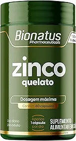 Bionatus, Zinco Quelato, Suplemento alimentar, Zinco 29,59mg, 60 cápsulas • 60 doses, Verde