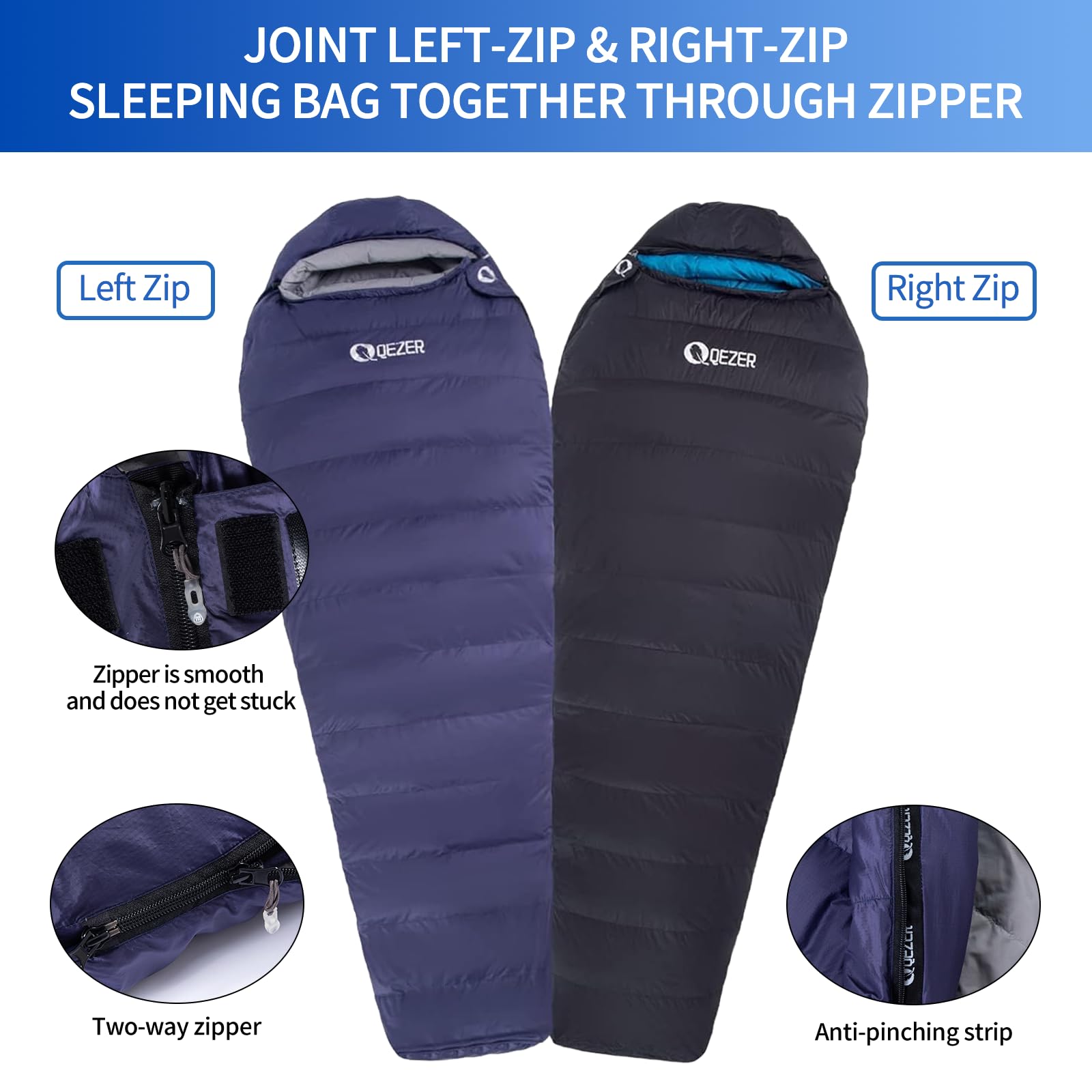 Saco de dormir de plumón para adultos, saco de dormir de 0 grados con relleno de 620 grados, ultraligero, saco de dormir para mochileros | -12.2 °C a -0.0000000001 °C, uso en 4 estaciones, plumón, ligero y compacto, camping, senderismo, mochilero
