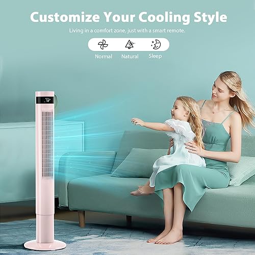 Miniatura 30 de Antarctic Star Ventilador de torre portátil eléctrico oscilante, ventilador silencioso de refrigeración con control remoto sin aspas. Ventiladores