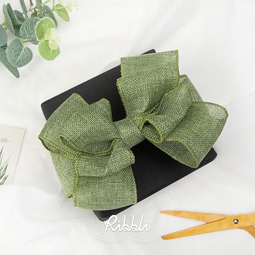 Vista 87 de Ribbli Cinta con alambre de arpillera azul marino, 2-1/2 pulgadas x 10 yardas continuas, cinta con borde con alambre para lazo grande, corona