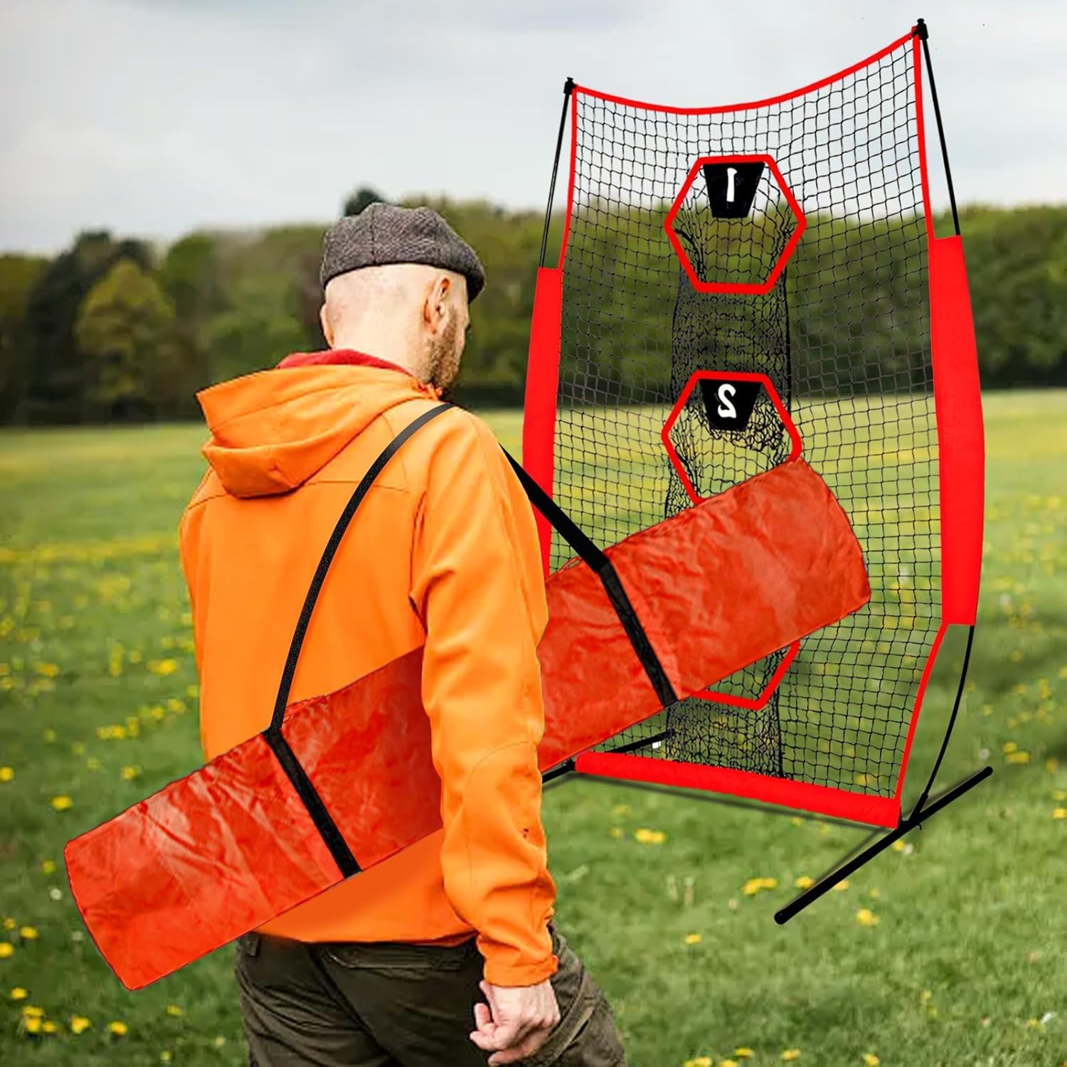 Football Kicking Net - 5x7FT Portable Rugby Quarterback Target Toss Throwing Practice Training Game for Outdoor Indoor Backyard Sports Field Teens Adults Practice Gifts