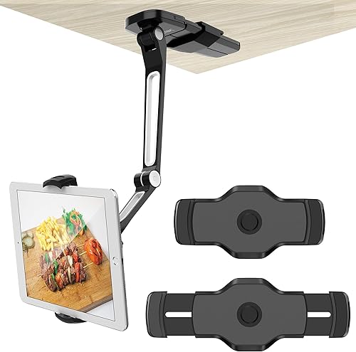 AboveTEK Soporte de pared para iPad, 3 en 1 Highflex 360 para debajo del gabinete, soporte para iPad de cocina, soporte para tableta, soporte para