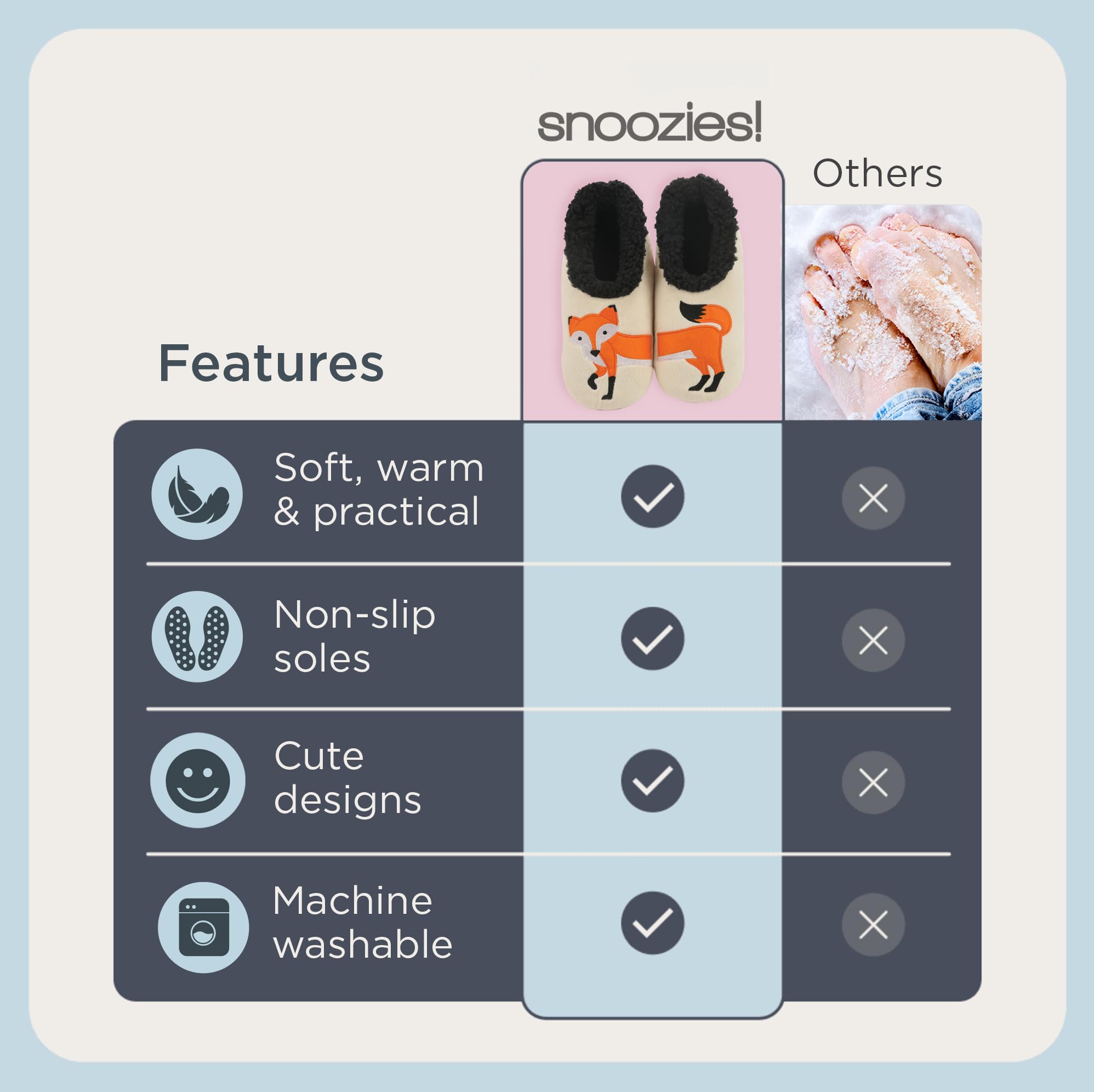 Snoozies Animal Slipper Socks for Women, Funny Animal and Fuzzy Slippers Soft Non-Slip with Sherpa Lining, Cute Slippers|FFOXY-L