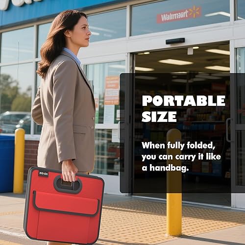 Miniatura 6 de Homeve Organizador de maletero, almacenamiento de automóvil, asas reforzadas, organizadores plegables de múltiples compartimentos, plegable,