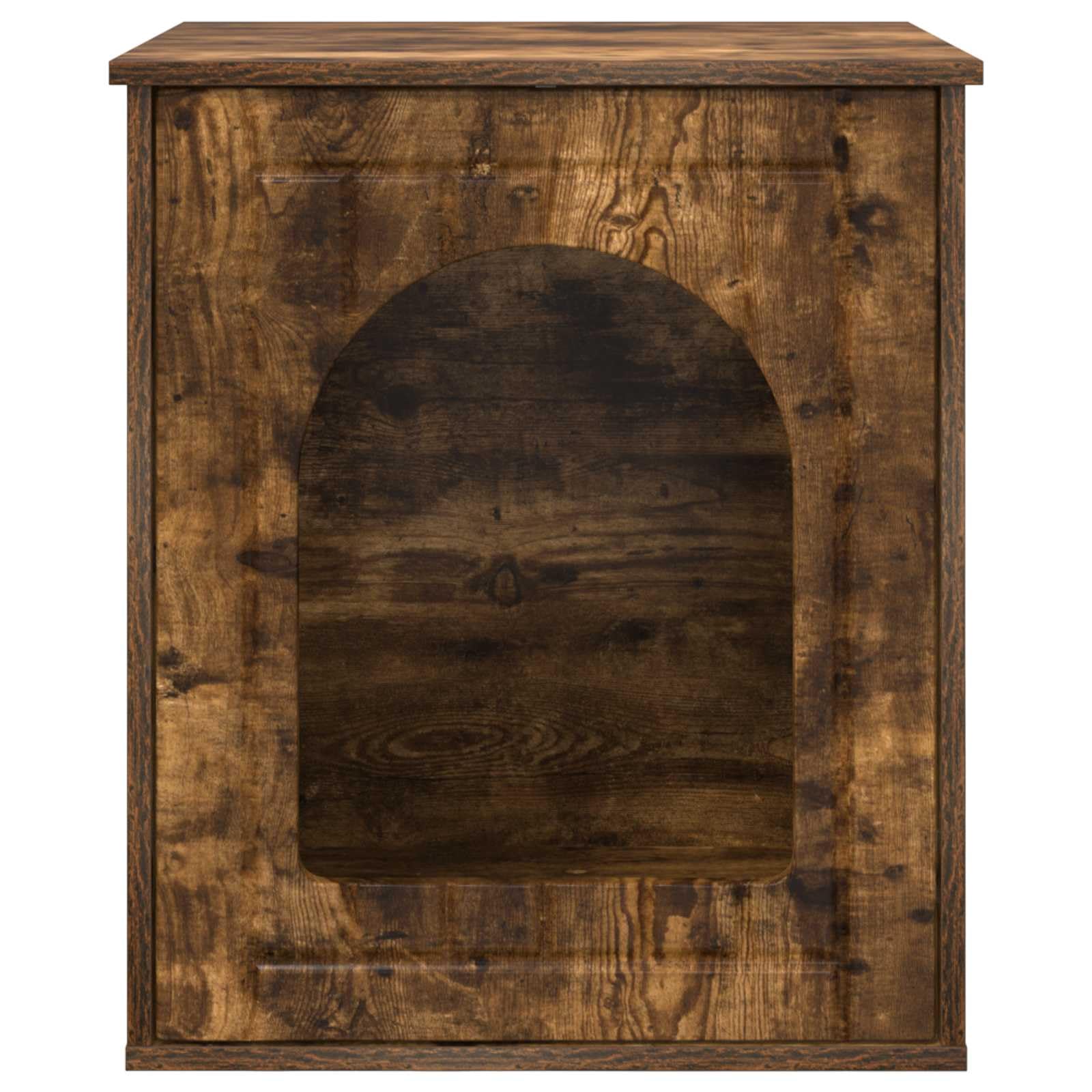 Katzenhaus Holzwerkstoff,Moderne Katzenhöhle für Drinnen, Katzenmöbel Katzenbox mit stabilem Design für das Wohnzimmer, Geräucherte Eiche, 53 x 52 x 62 cm