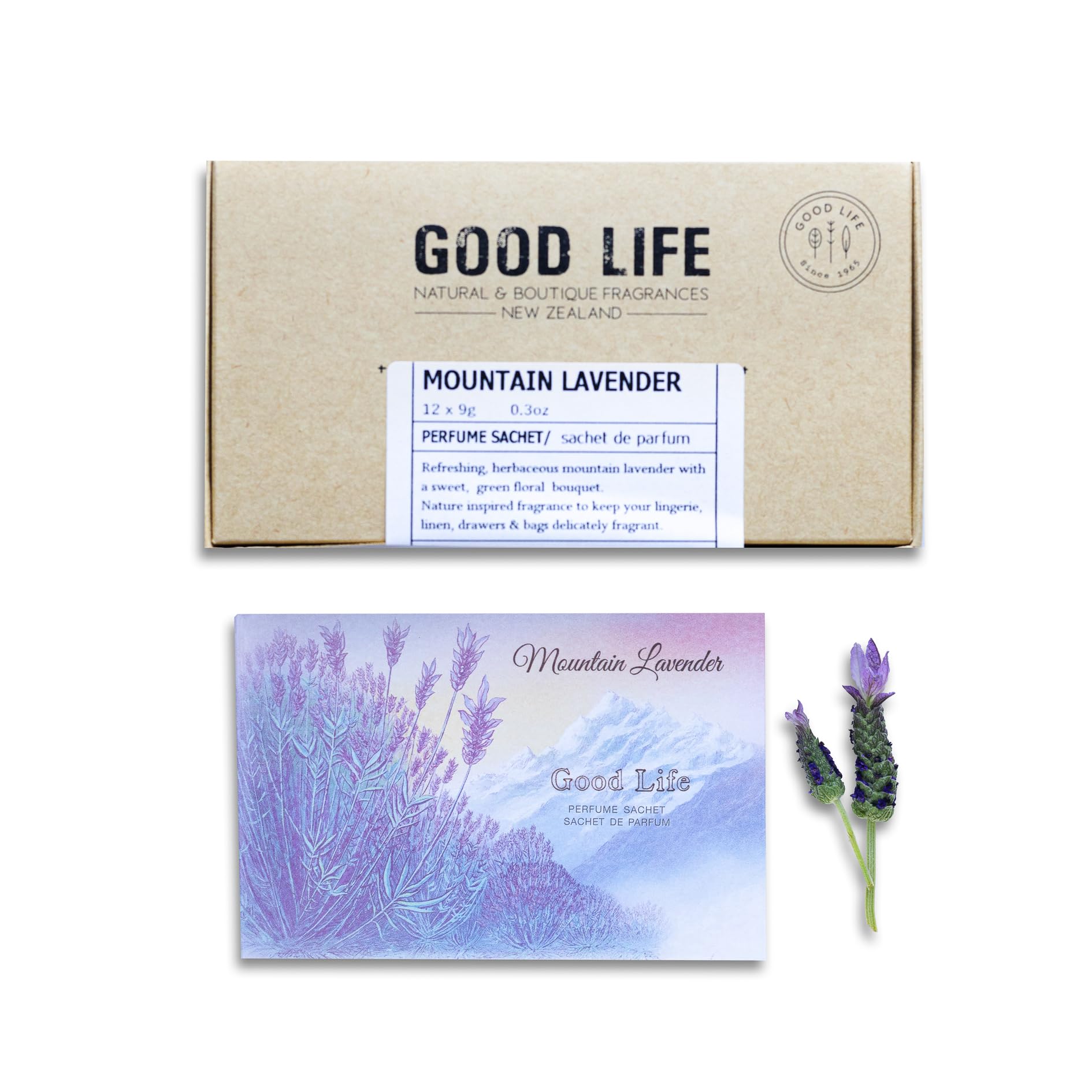Good Life Mountain Lavendelduftets | Entwickelt und hergestellt in Neuseeland | 12 Beutel