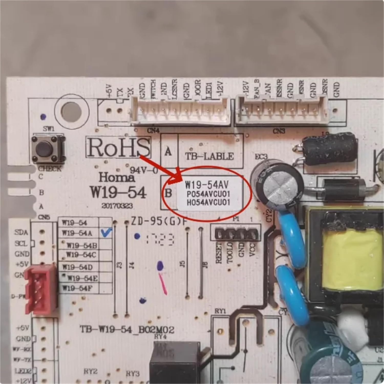 Refrigerator Motherboard W19-54A W19-54C W19-54D W19-54E W19-54B W19-54AV Computer Control Board Components(W19-54AV)
