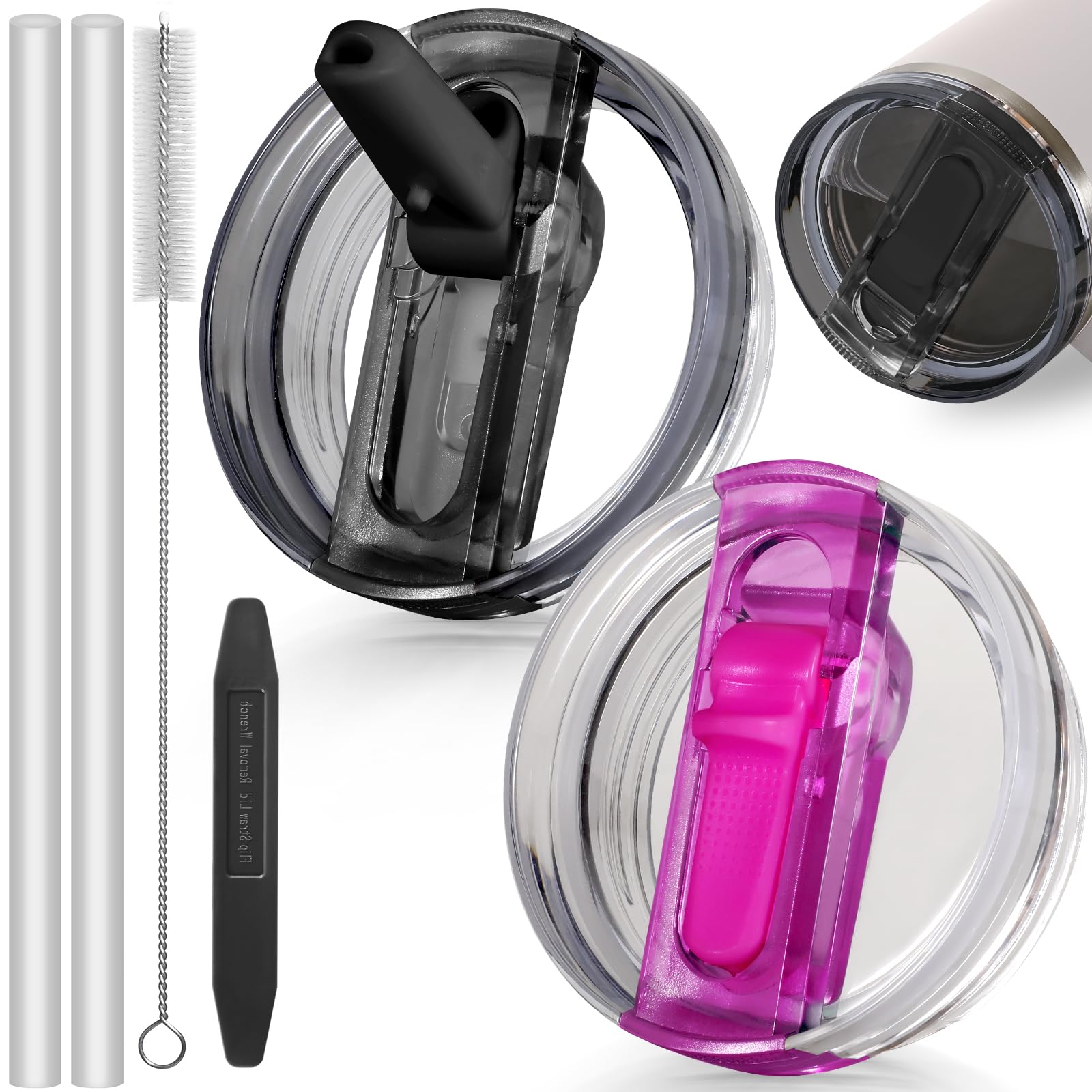 ANTAND 40oz Flip Straw Leak Proof Lid for Stanley Cup Accessories, 2 Pack No Spill Lid Replacement 40 oz Tumbler Detachable Cover Topper for Stanley