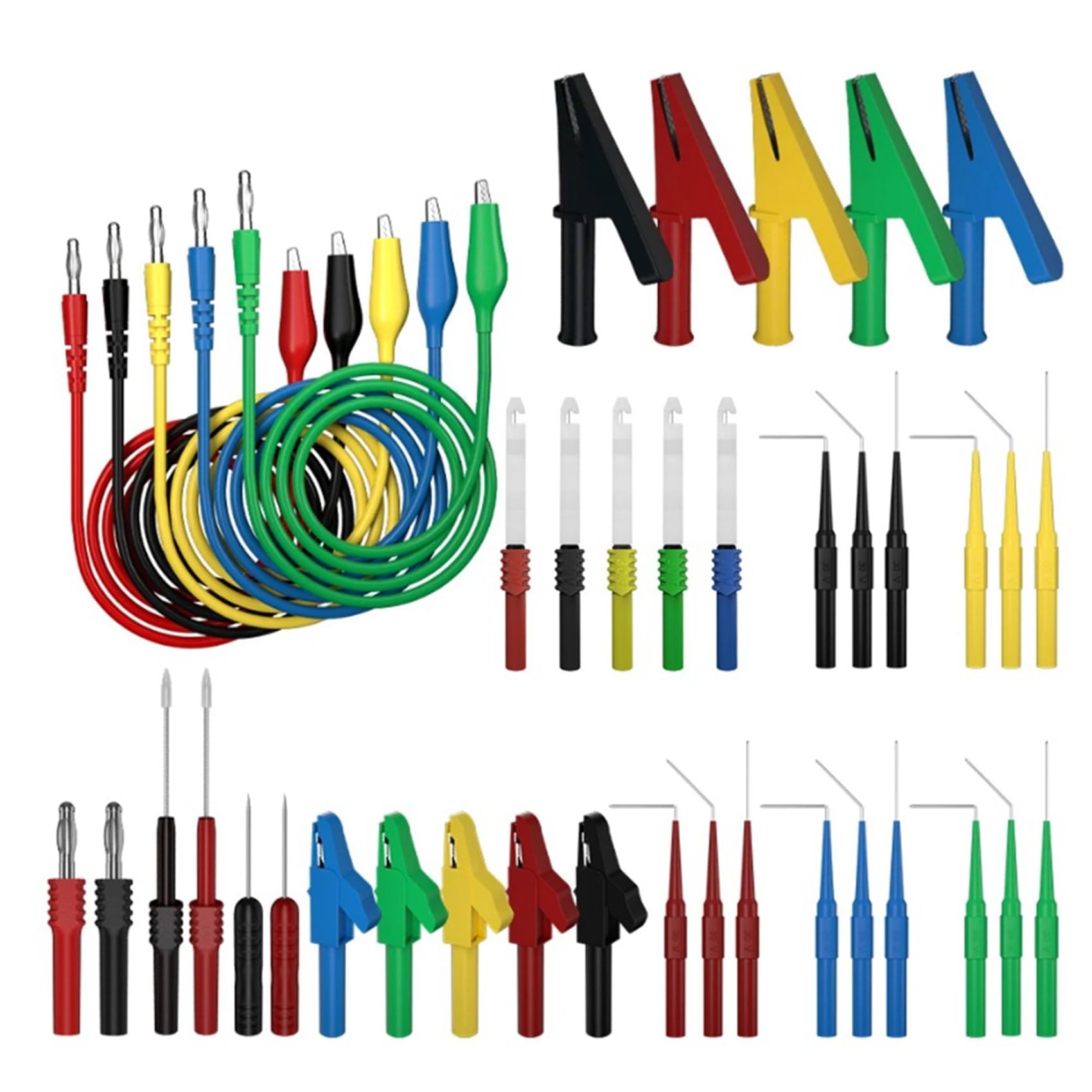 Kueohse 41PCS Multimeter Test Lead Kit 4MM Banana Plug to Alligator Clip Test Lead with Wire Piercing Probes Alligator Clip Easy Install