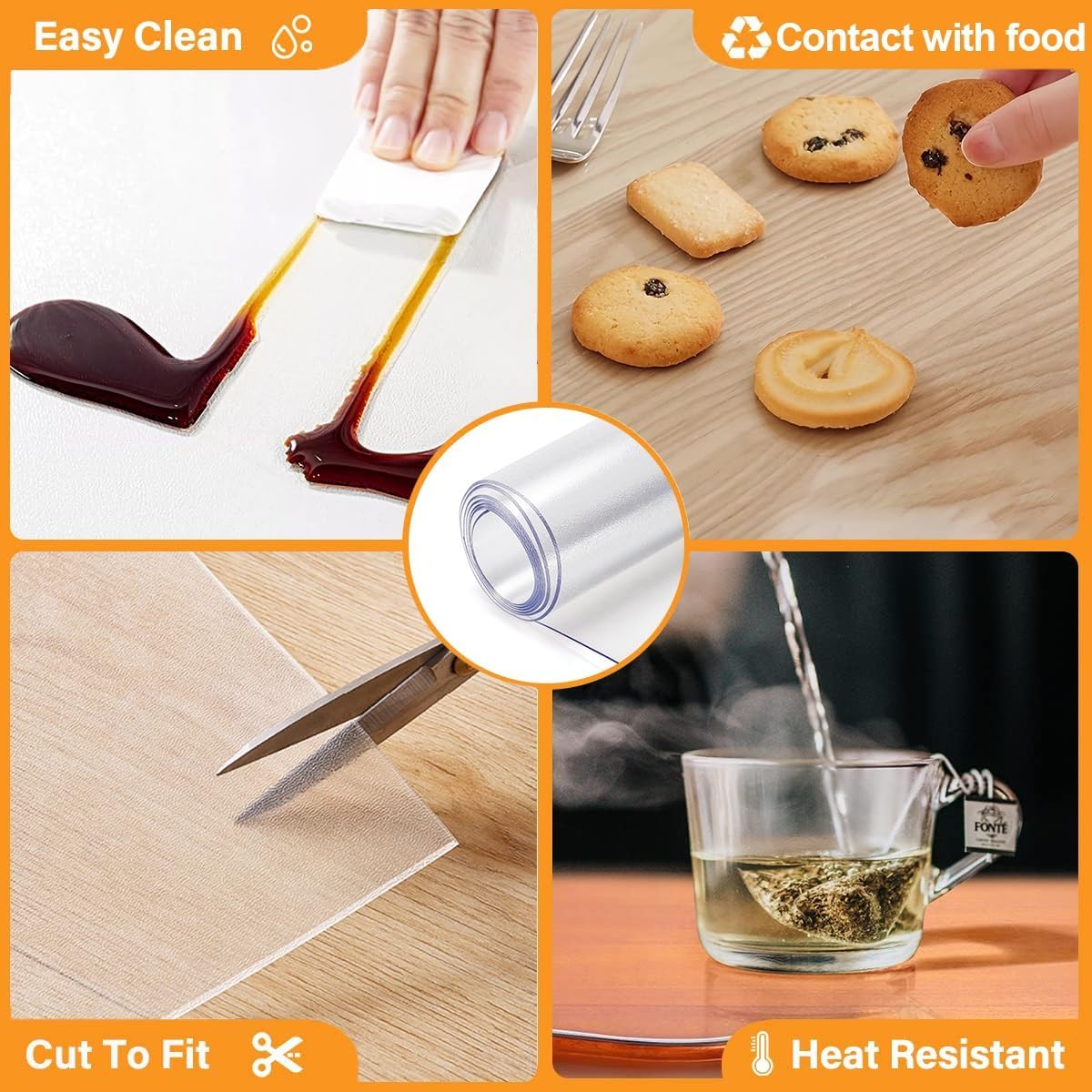 Clear Table Pad Mat for Coffee Table, Rectangle Waterproof Table Top Protector 1.5mm, Non-Slip Transparent Frosted Tablecloth for Dining Table, Office and Dresser Multisize(31.5'' x 51.2'')