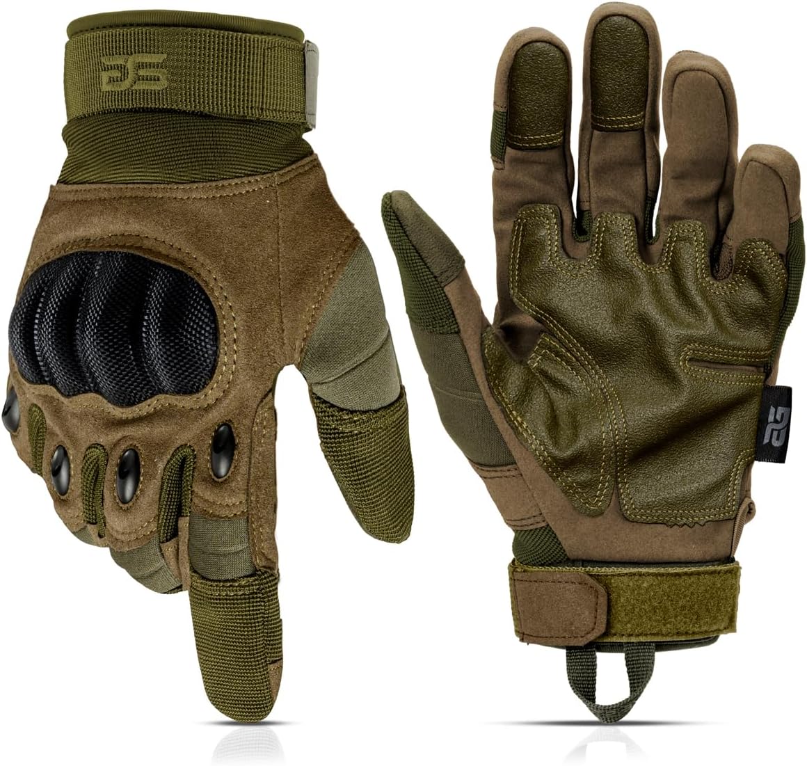 Glove Station Tactical Gloves for Men – Touchscreen Utility Gear with Hard Knuckle Protection Used in Motorcycle, Airsoft, Combat, Police, Shooting & Outdoor Work Green - Hard Knuckle Medium