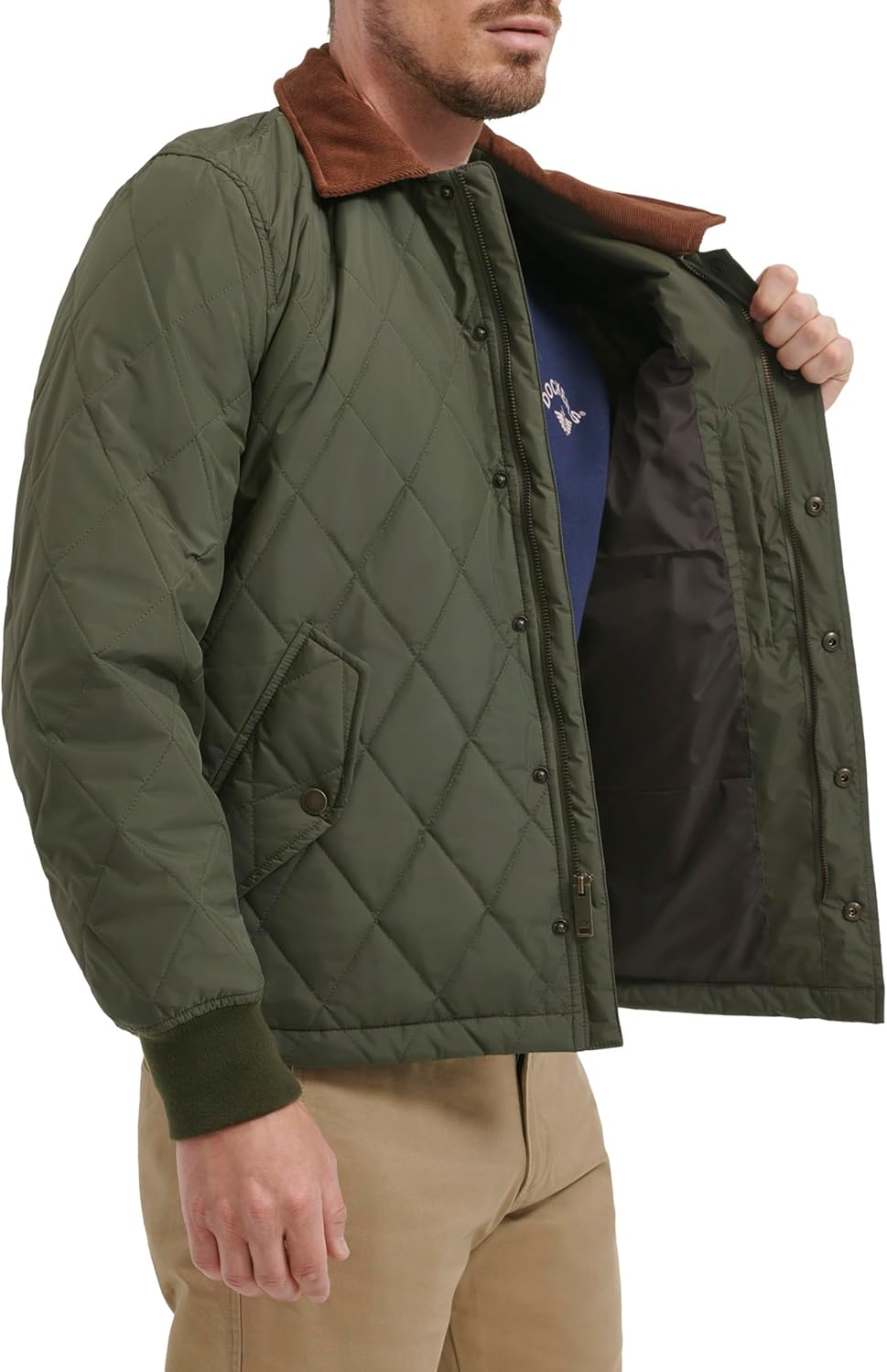 DOCKERS Men's Diamond Quilted Jacket With Corduroy Collar - Image 6