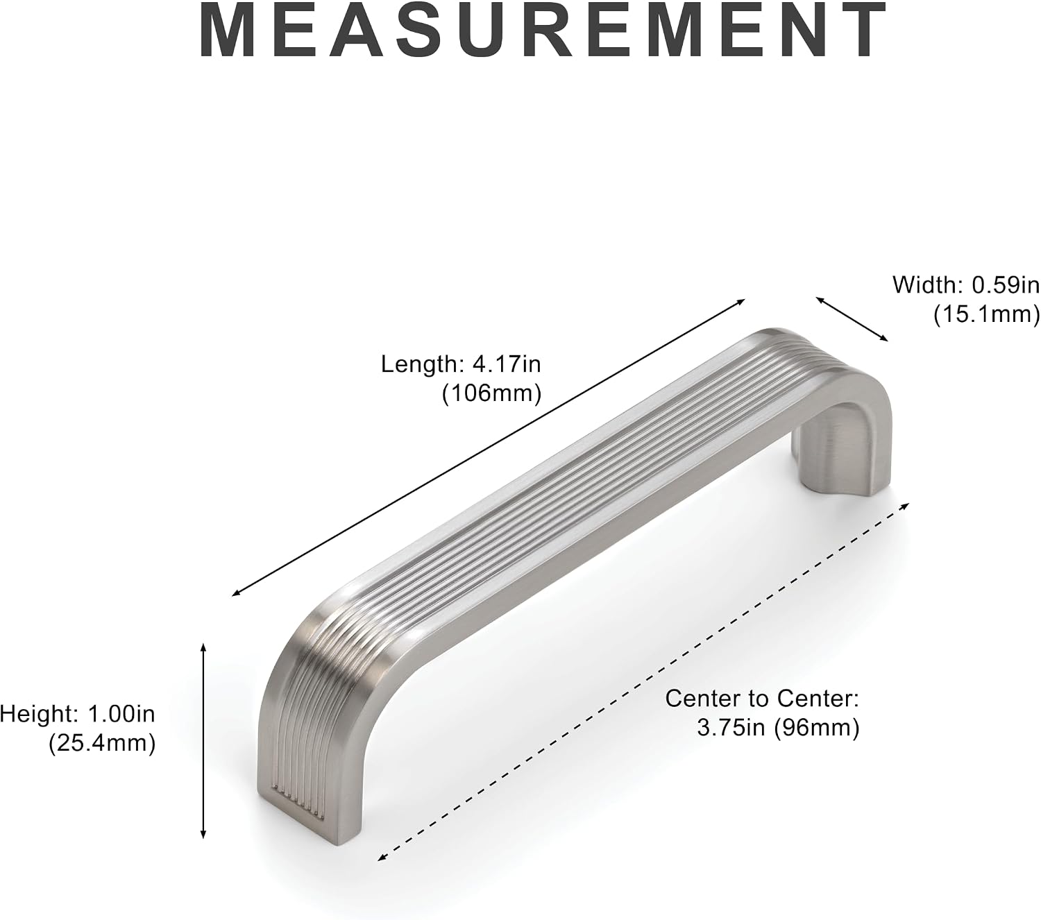 HESTIA HARDWARE 10 Pack 3 3/4 Cabinet Pulls Satin Nickel | Modern Kitchen Door Handles, Dresser Drawer Pulls, Dresser Handles and Knobs | 96mm Silver Kitchen Cabinet Pull (Z24.96mm.10.S)